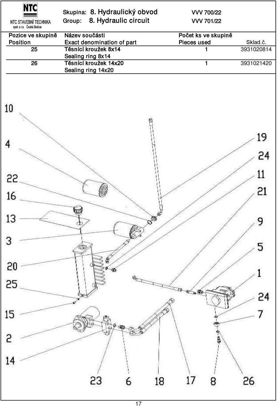 Hydraulic circuit VVV 701/22 25 Těsnící kroužek