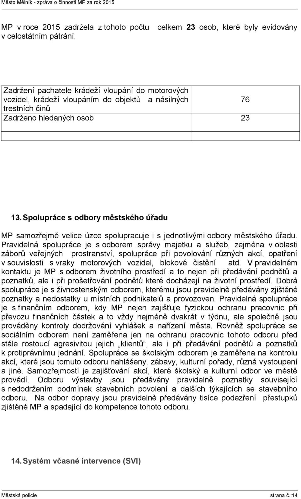 Spolupráce s odbory městského úřadu MP samozřejmě velice úzce spolupracuje i s jednotlivými odbory městského úřadu.