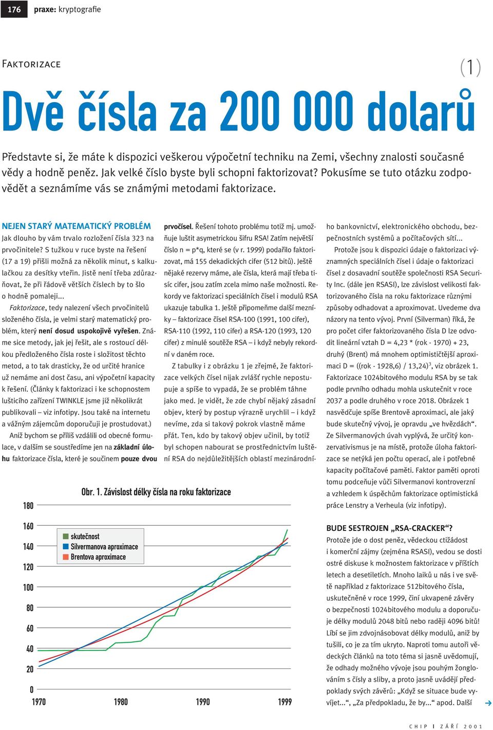 NEJEN STA MATEMATICK POBLÉM Jak dlouho by vám trvalo rozloïení ãísla 33 na prvoãinitele? S tuïkou v ruce byste na fie ení (7 a 9) pfii li moïná za nûkolik minut, s kalkulaãkou za desítky vtefiin.