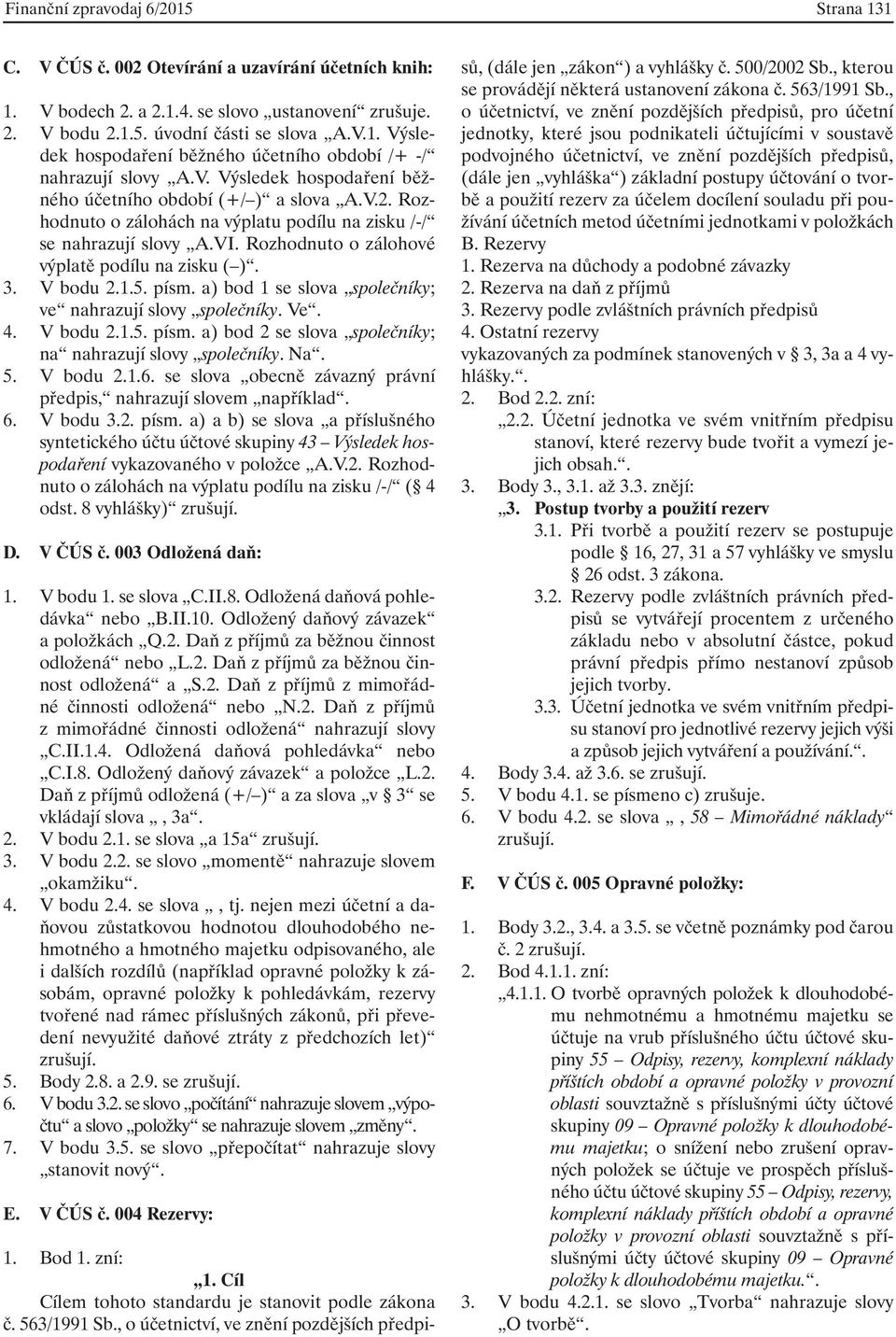 V bodu 2.1.5. písm. a) bod 1 se slova společníky; ve nahrazují slovy společníky. Ve. 4. V bodu 2.1.5. písm. a) bod 2 se slova společníky; na nahrazují slovy společníky. Na. 5. V bodu 2.1.6.