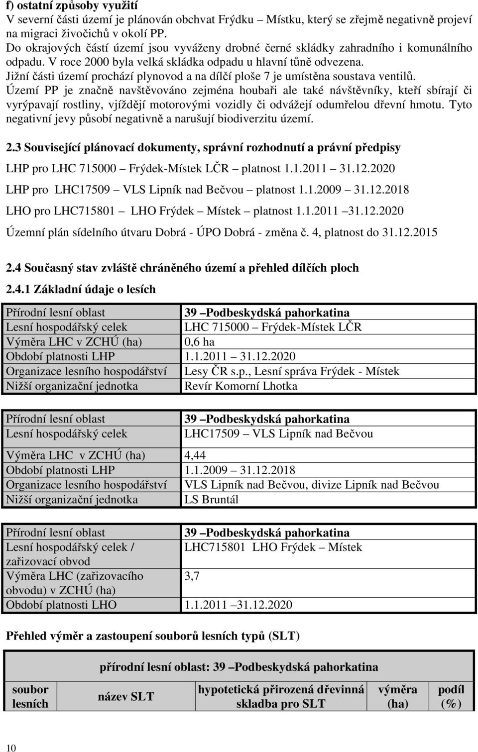 Jižní části území prochází plynovod a na dílčí ploše 7 je umístěna soustava ventilů.