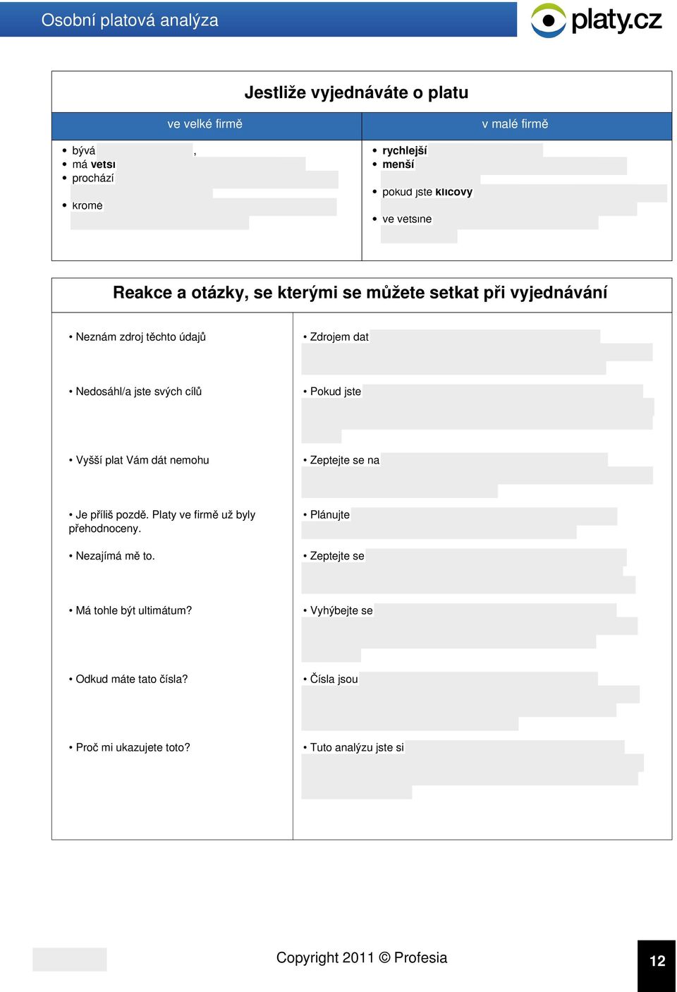 jste Vyšší plat Vám dát nemohu Zeptejte se na Je příliš pozdě. Platy ve firmě už byly přehodnoceny. Nezajímá mě to.