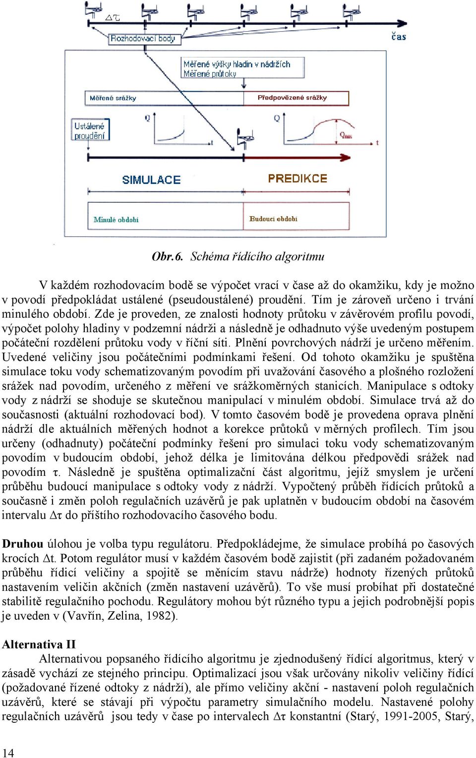 Zde je proveden, ze znalosti hodnoty průtoku v závěrovém profilu povodí, výpočet polohy hladiny v podzemní nádrži a následně je odhadnuto výše uvedeným postupem počáteční rozdělení průtoku vody v