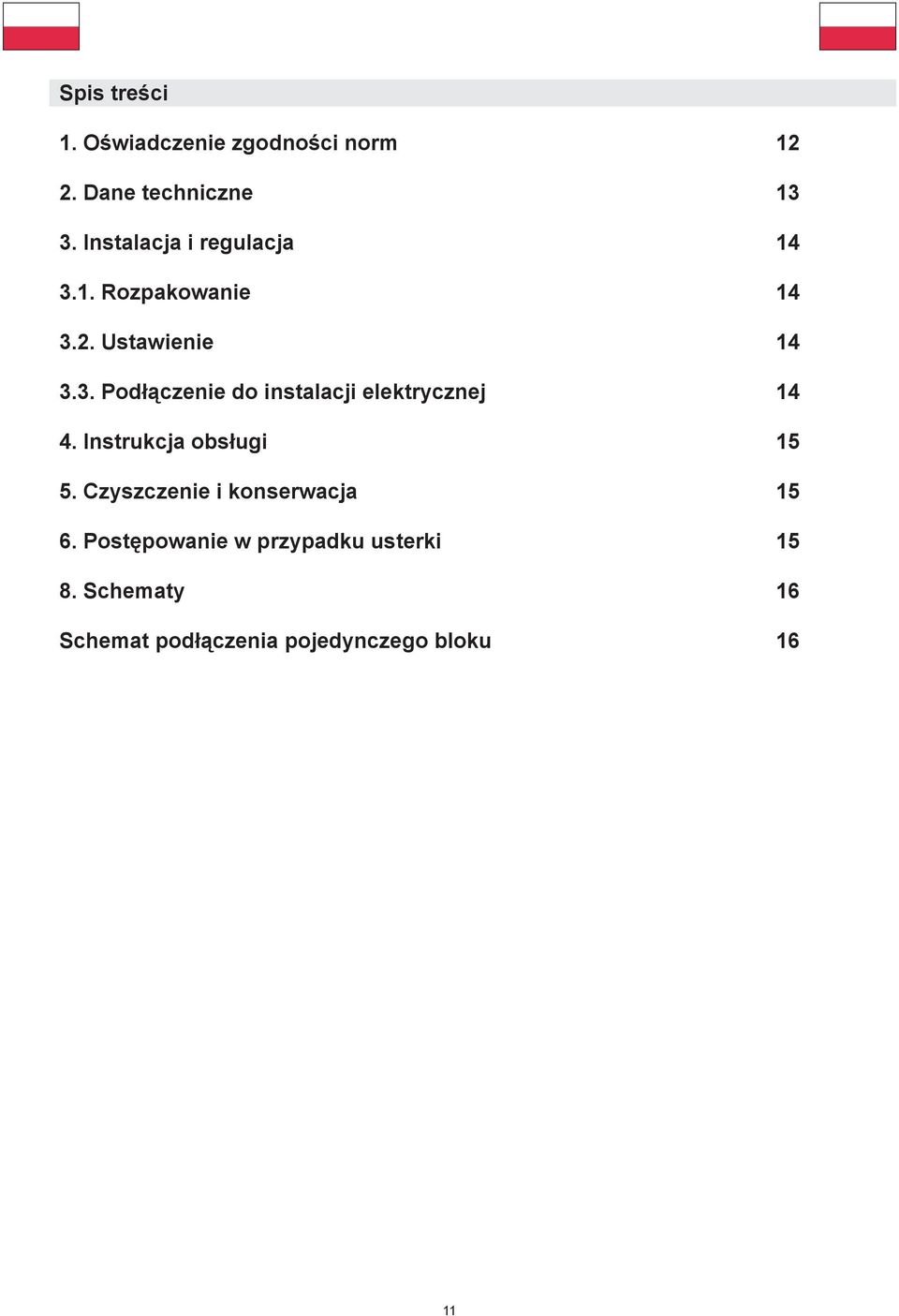 Instrukcja obsługi 15 5. Czyszczenie i konserwacja 15 6.