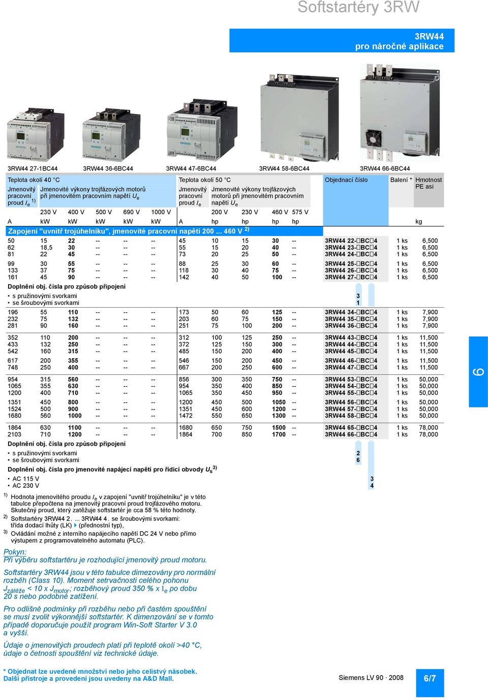 1000 V 200 V 20 V 40 V 575 V A kw kw kw kw kw A hp hp hp hp kg Zapojení "uvnitř trojúhelníku", jmenovité pracovní napětí 200.