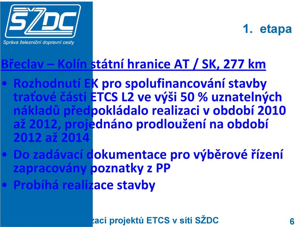 předpokládalo realizaci v období 2010 až 2012, projednáno prodloužení na období 2012