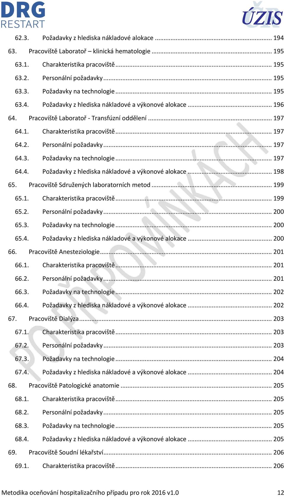 .. 197 64.4. Požadavky z hlediska nákladové a výkonové alokace... 198 65. Pracoviště Sdružených laboratorních metod... 199 65.1. Charakteristika pracoviště... 199 65.2. Personální požadavky... 200 65.