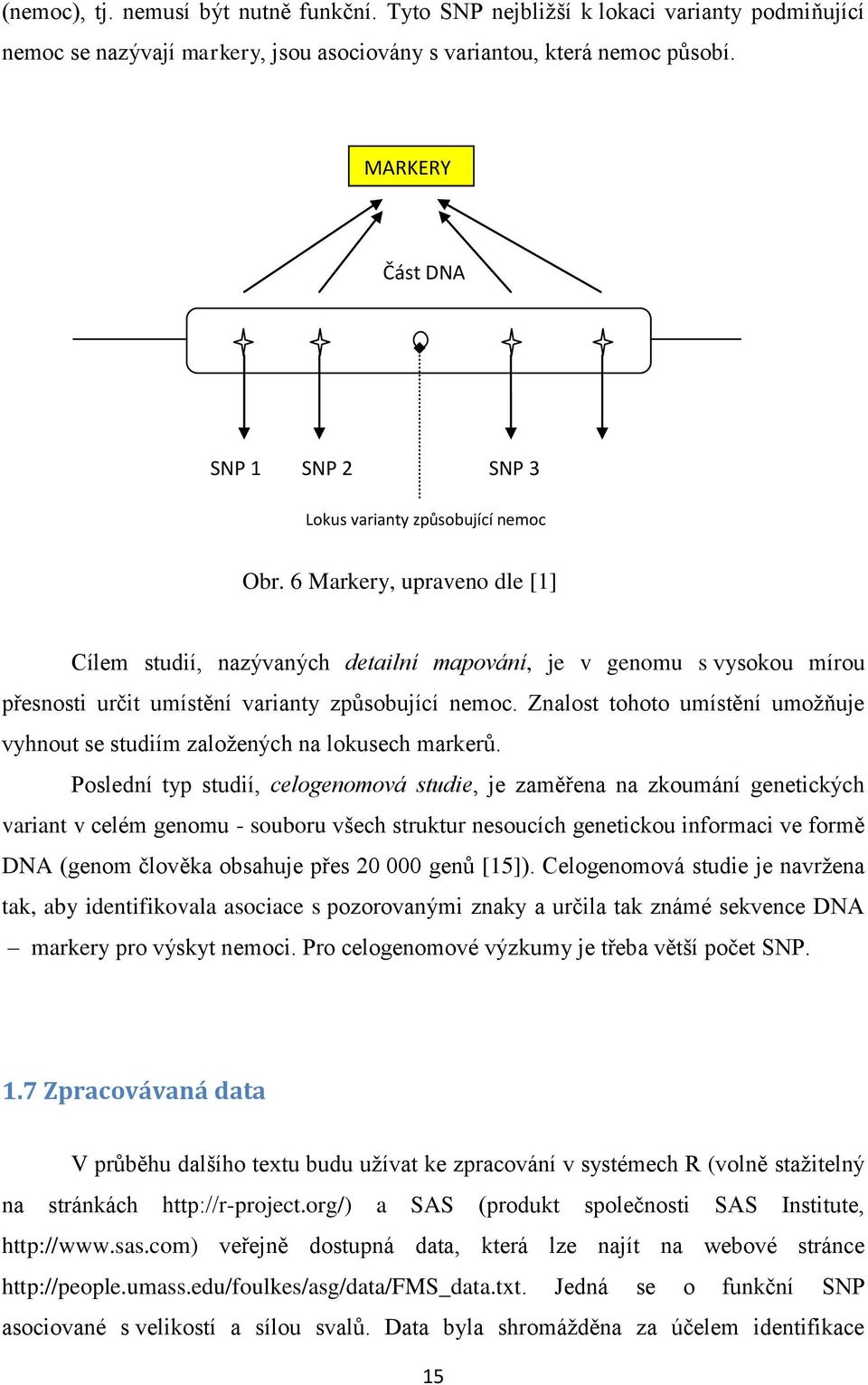 6 Markery, upraveno dle [1] Cílem studií, nazývaných detailní mapování, je v genomu s vysokou mírou přesnosti určit umístění varianty způsobující nemoc.