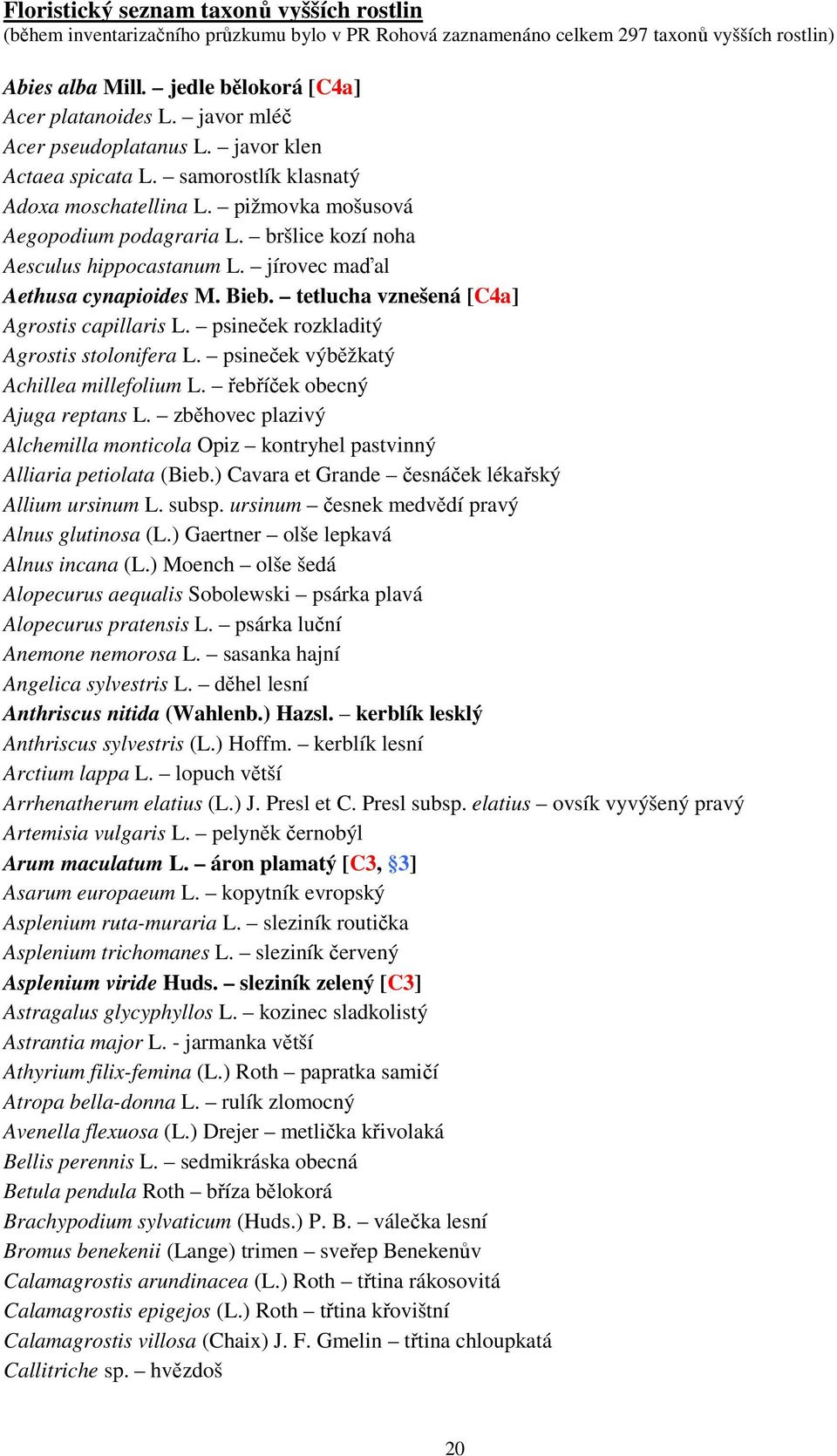 jírovec maďal Aethusa cynapioides M. Bieb. tetlucha vznešená [C4a] Agrostis capillaris L. psineček rozkladitý Agrostis stolonifera L. psineček výběžkatý Achillea millefolium L.