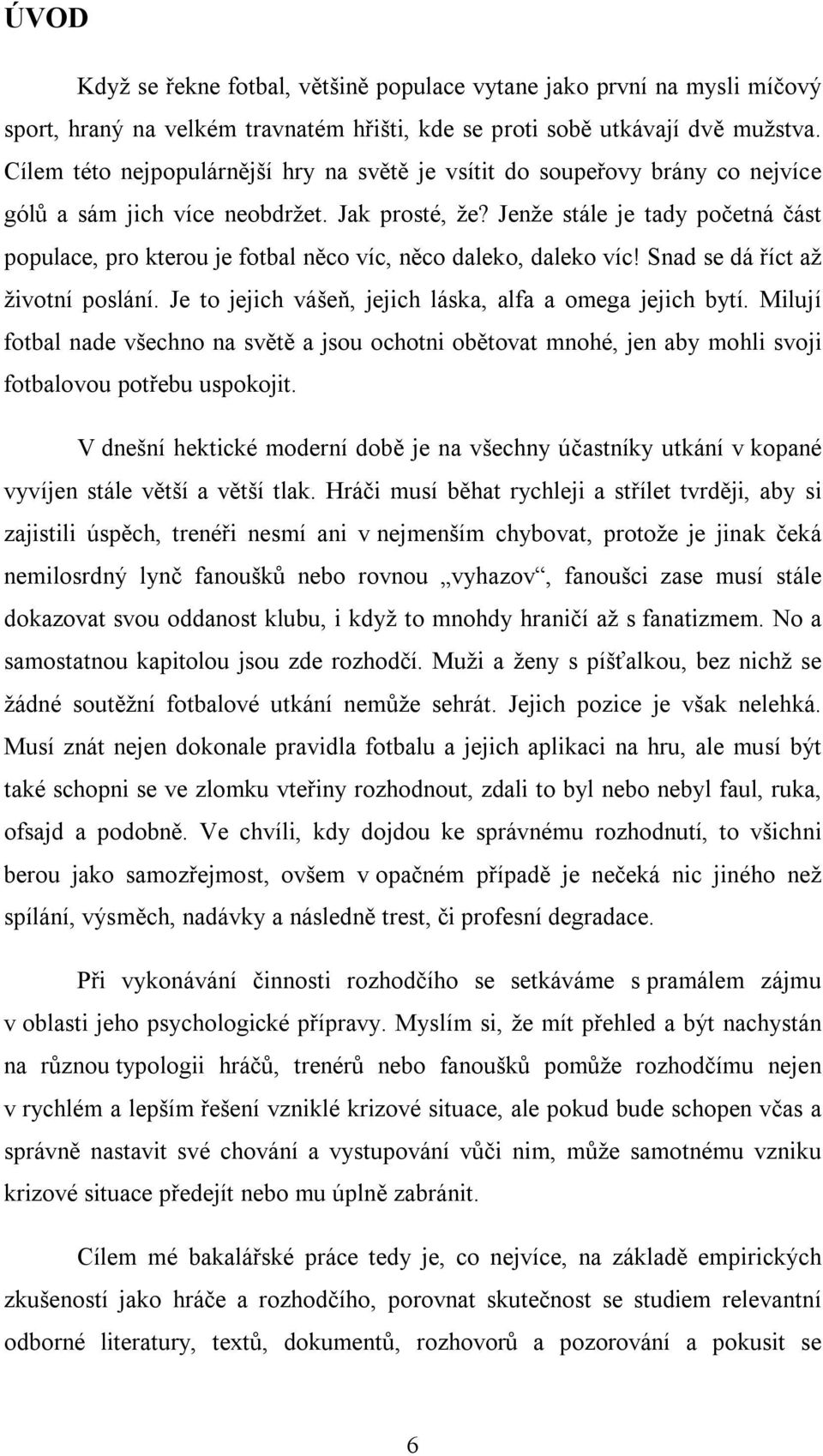 Jenže stále je tady početná část populace, pro kterou je fotbal něco víc, něco daleko, daleko víc! Snad se dá říct až životní poslání. Je to jejich vášeň, jejich láska, alfa a omega jejich bytí.