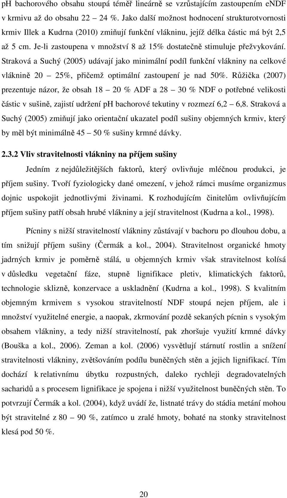 Je-li zastoupena v množství 8 až 15% dostatečně stimuluje přežvykování.