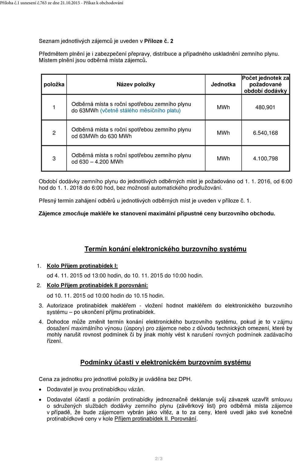 položka Název položky Jednotka Počet jednotek za požadované období dodávky 1 Odběrná místa s roční spotřebou zemního plynu do 63MWh (včetně stálého měsíčního platu) MWh 480,901 2 Odběrná místa s