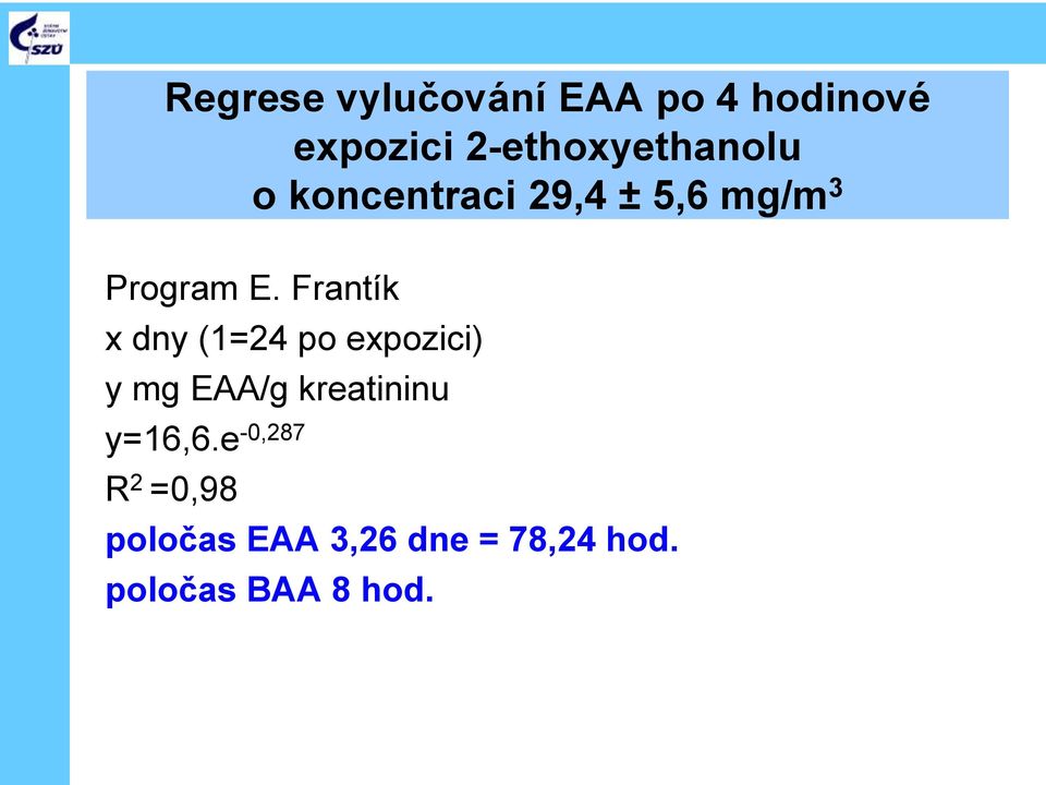 Frantík x dny (1=24 po expozici) y mg EAA/g kreatininu