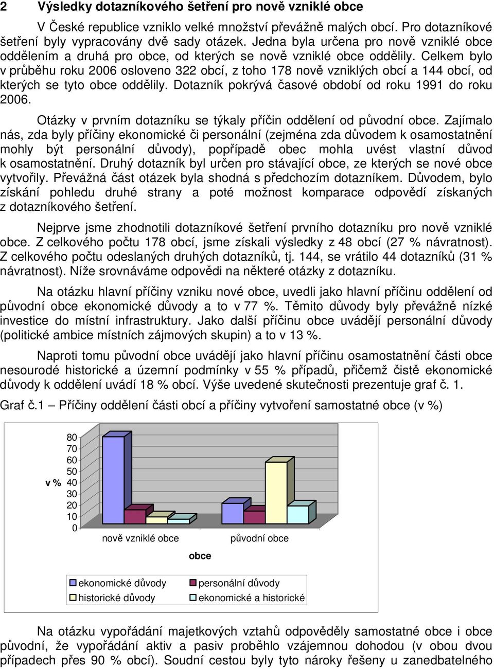 Dotazník pokrývá časové období od roku 1991 do roku 6. Otázky v prvním dotazníku se týkaly příčin oddělení od původní.