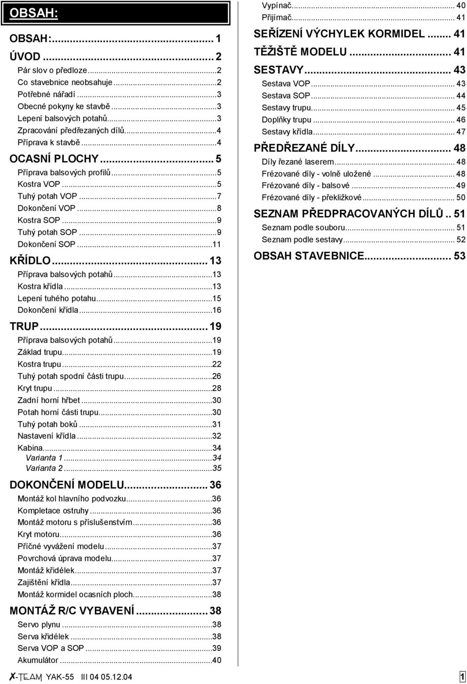 .. 13 Příprava balsových potahů...13 Kostra křídla...13 Lepení tuhého potahu...15 Dokončení křídla...16 TRUP...19 Příprava balsových potahů...19 Základ trupu...19 Kostra trupu.