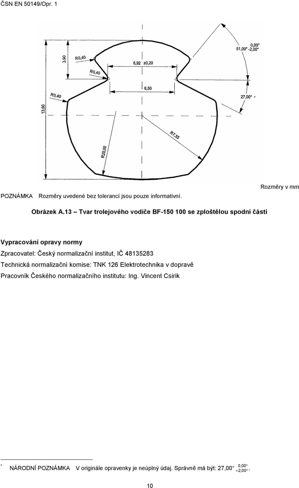 Zpracovatel: Český normalizační institut, IČ 48135283 Technická normalizační komise: TNK