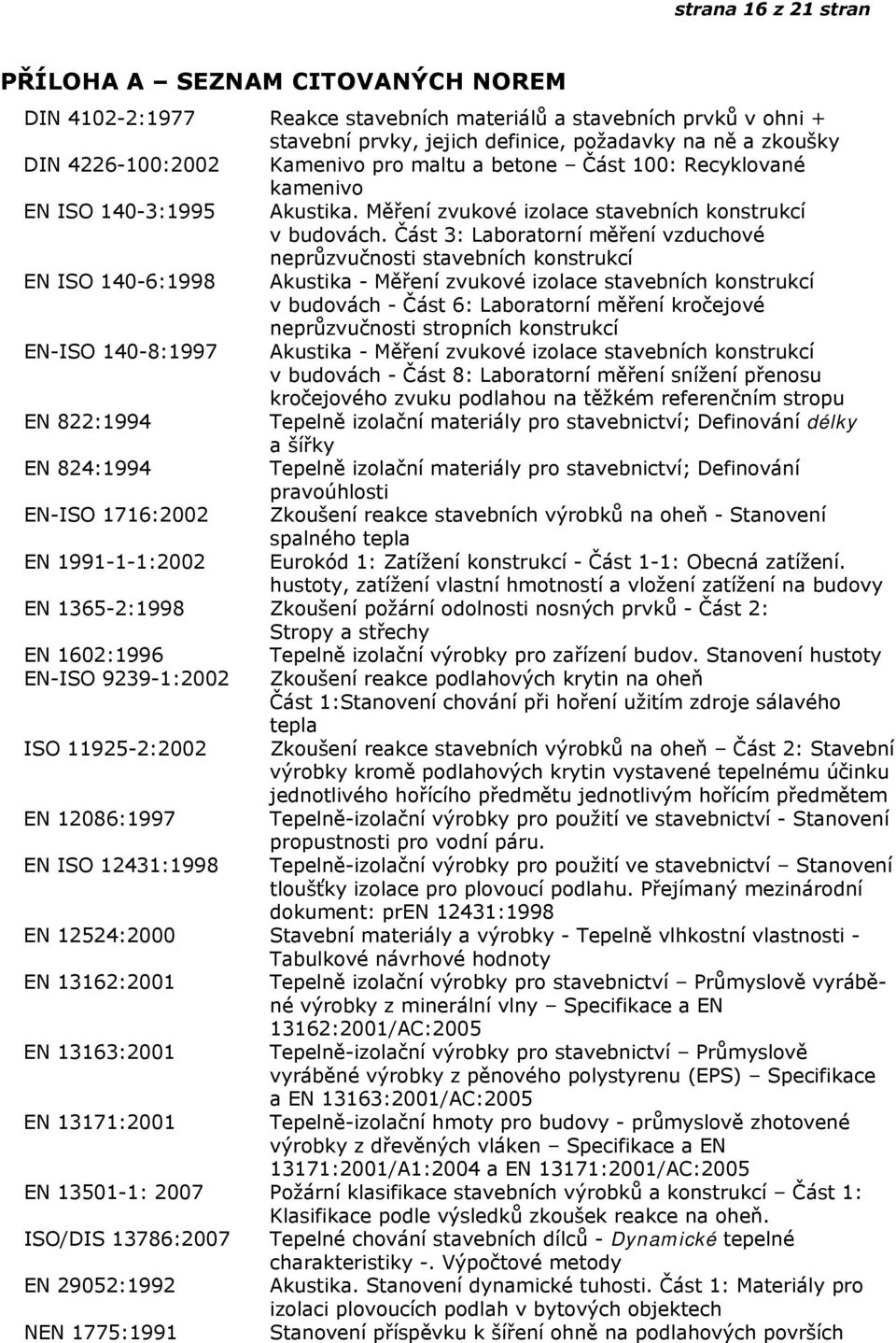 Část 3: Laboratorní měření vzduchové neprůzvučnosti stavebních konstrukcí EN ISO 140-6:1998 Akustika - Měření zvukové izolace stavebních konstrukcí v budovách - Část 6: Laboratorní měření kročejové