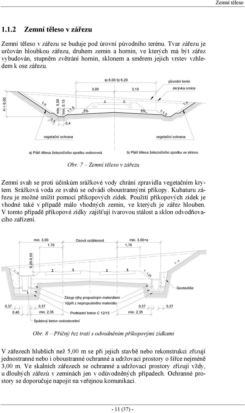 a) 6,00 b) 6,20 původní terén 3,00 3,10 skrývka ornice H < 6,00 min. 0,50 min.