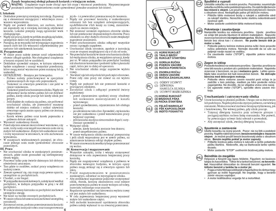 Zapoznaj jej do- i z powierzhni przeznaczonej do koszenia. się z elementami sterującymi i właściwym stosowaniem wyposażenia.