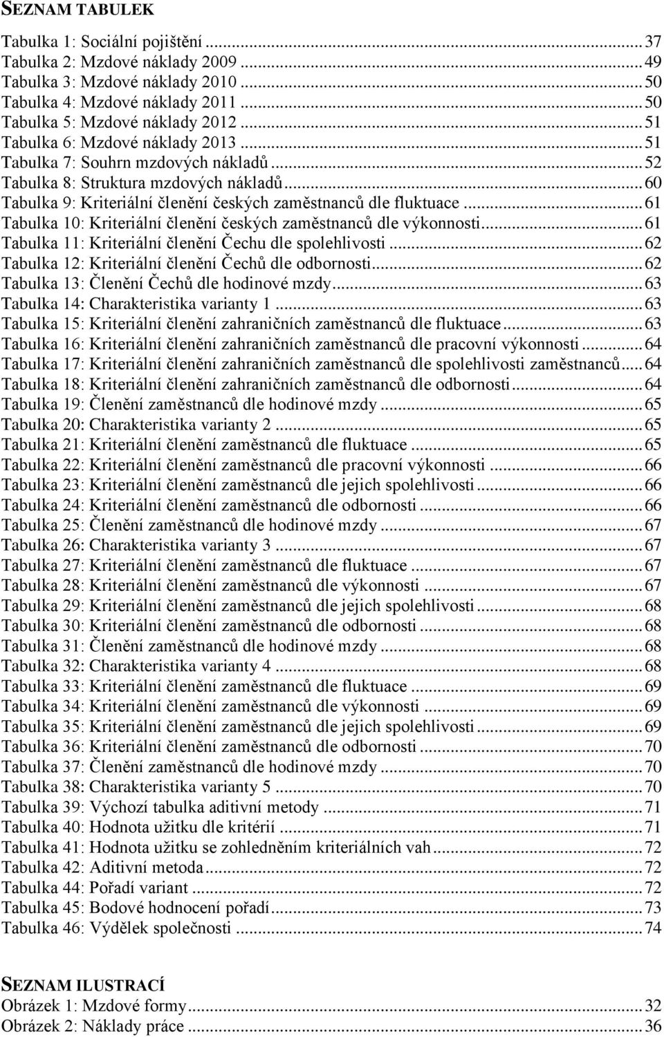 .. 61 Tabulka 10: Kriteriální členění českých zaměstnanců dle výkonnosti... 61 Tabulka 11: Kriteriální členění Čechu dle spolehlivosti... 62 Tabulka 12: Kriteriální členění Čechů dle odbornosti.