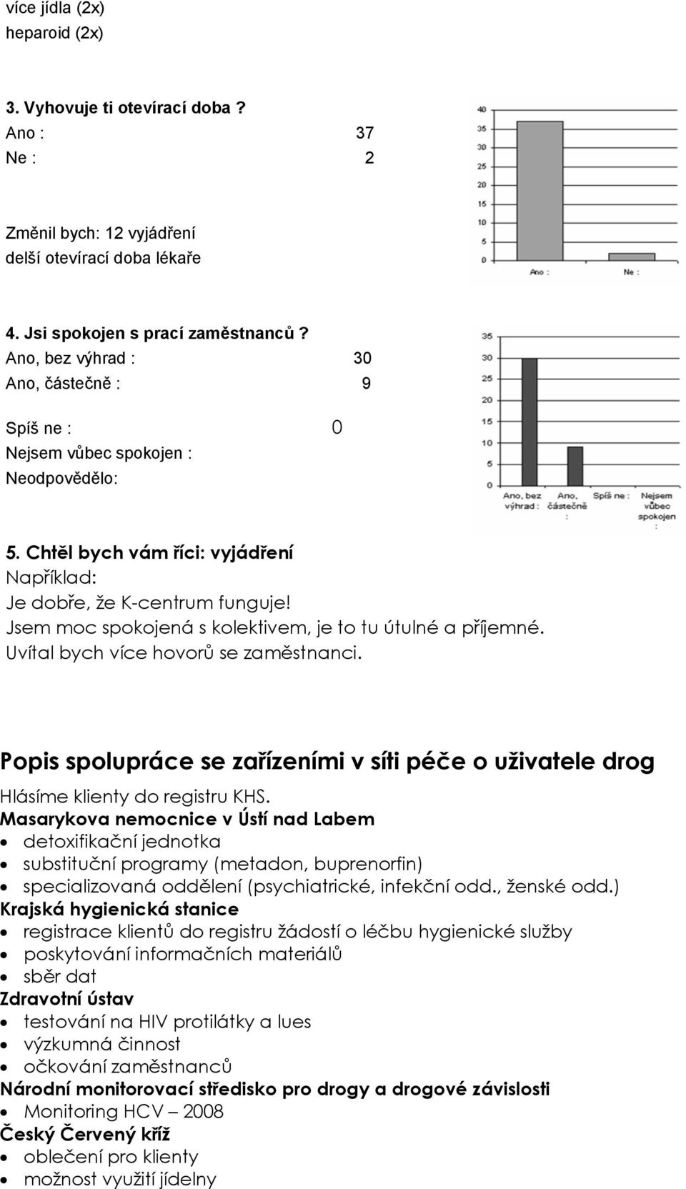 Jsem moc spokojená s kolektivem, je to tu útulné a příjemné. Uvítal bych více hovorů se zaměstnanci. Popis spolupráce se zařízeními v síti péče o uživatele drog Hlásíme klienty do registru KHS.