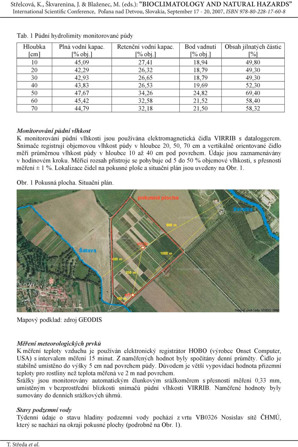 jílnatých ástic [%] Monitorování pdní vlhkost K monitorování pdní vlhkosti jsou používána elektromagnetická idla VIRRIB s dataloggerem.