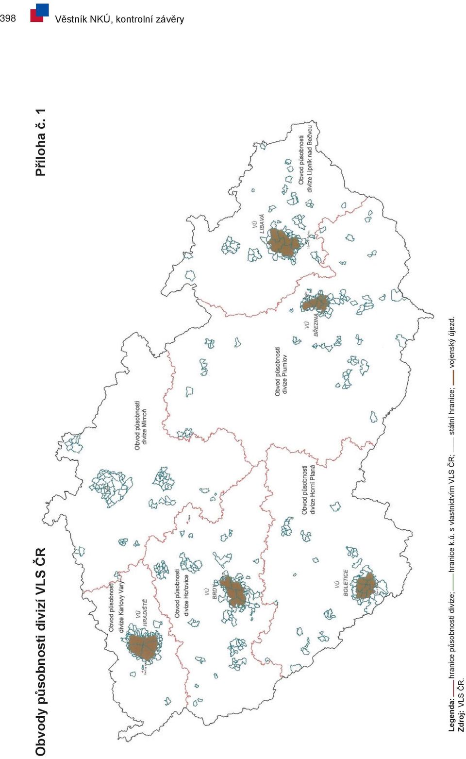 1 Legenda: hranice působnosti divize; hranice k.ú.