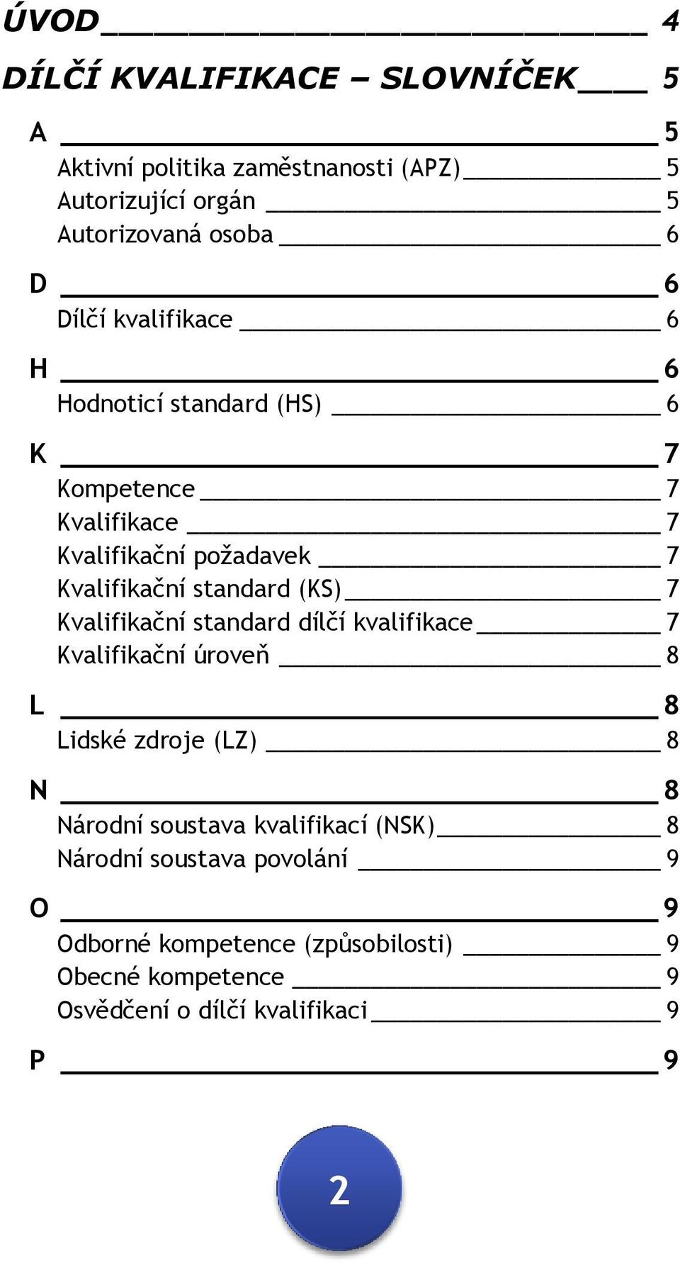 (KS) 7 Kvalifikační standard dílčí kvalifikace 7 Kvalifikační úroveň 8 L 8 Lidské zdroje (LZ) 8 N 8 Národní soustava kvalifikací