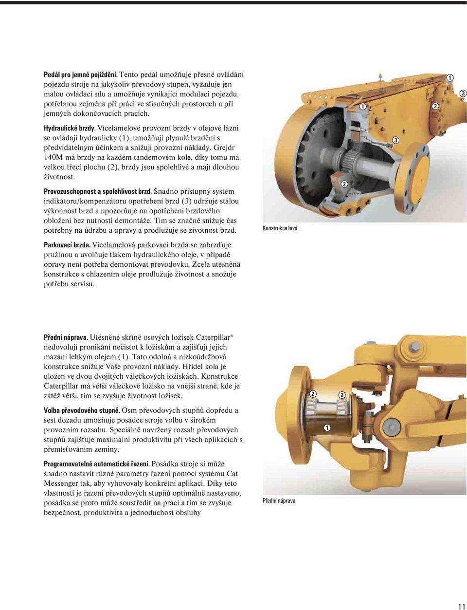 prostorech a při jemných dokončovacích pracích. Hydraulické brzdy.