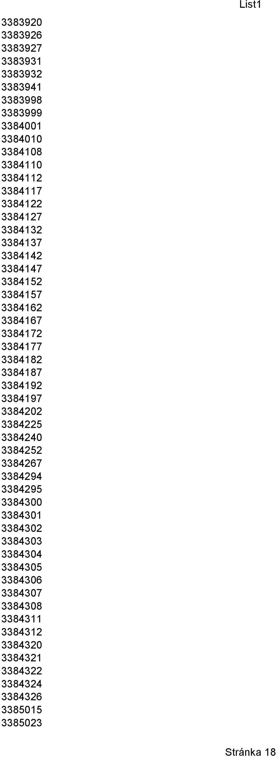 3384187 3384192 3384197 338422 3384225 338424 3384252 3384267 3384294 3384295 33843 338431 338432 338433