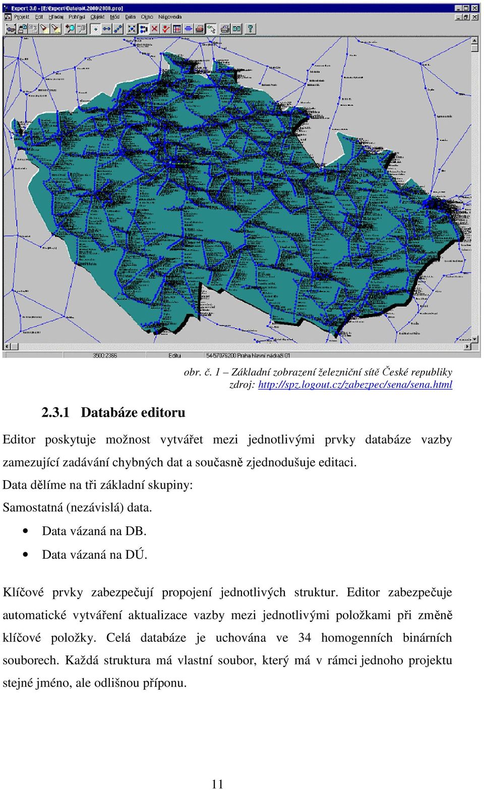 Data dělíme na tři základní skupiny: Samostatná (nezávislá) data. Data vázaná na DB. Data vázaná na DÚ. Klíčové prvky zabezpečují propojení jednotlivých struktur.