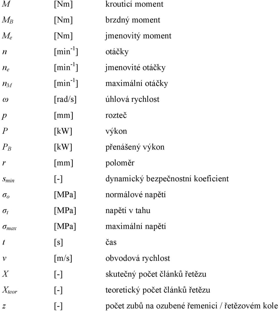 bezpečnostní koeficient σo [MPa] normálové napětí σt [MPa] napětí v tahu σmax [MPa] maximální napětí t [s] čas v [m/s] obvodová