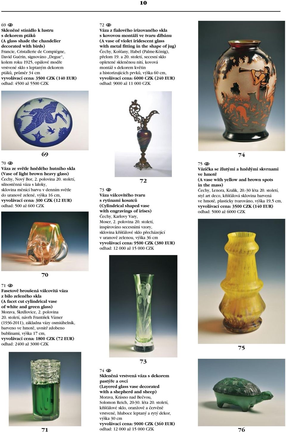 of violet iridescent glass with metal fitting in the shape of jug) Čechy, Košťany, Habel (Palme-König), přelom 19. a 20.