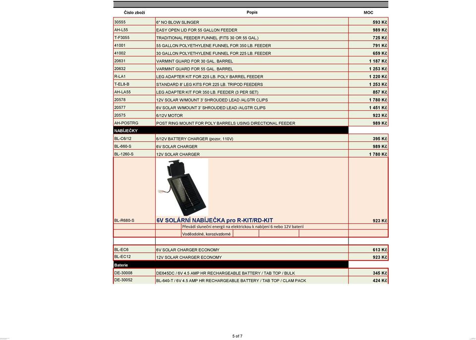 BARREL 1 253 Kč R-LA1 LEG ADAPTER KIT FOR 225 LB. POLY BARREL FEEDER 1 220 Kč T-EL8-B STANDARD 8' LEG KITS FOR 225 LB. TRIPOD FEEDERS 1 253 Kč AH-LA55 LEG ADAPTER KIT FOR 350 LB.