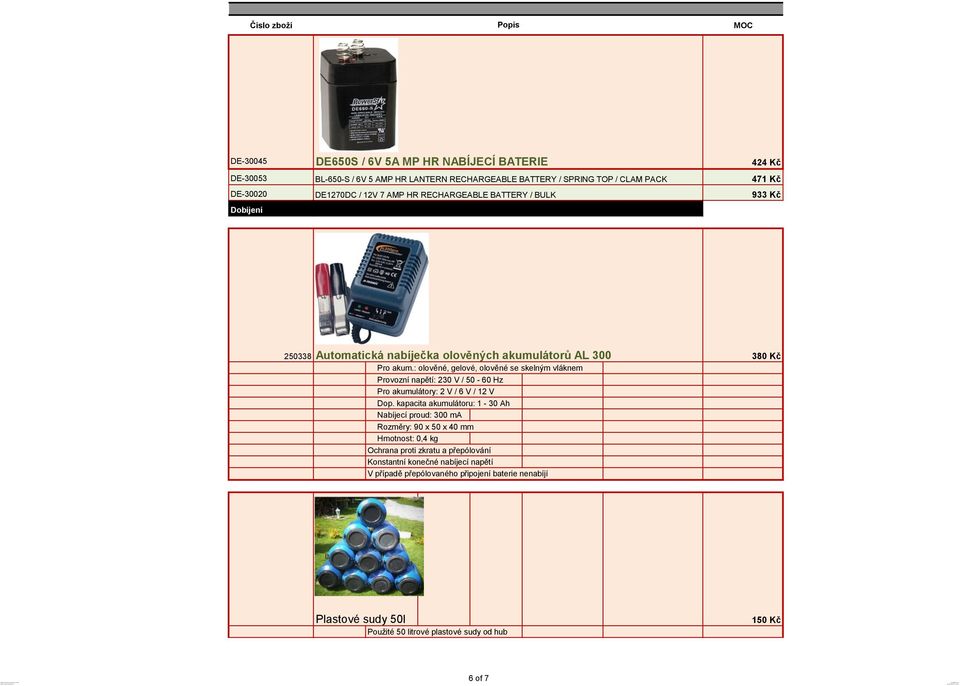 : olověné, gelové, olověné se skelným vláknem Provozní napětí: 230 V / 50-60 Hz Pro akumulátory: 2 V / 6 V / 12 V Dop.