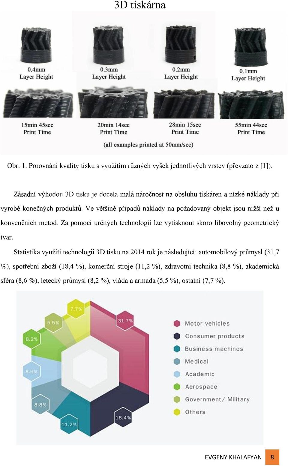 Ve většině případů náklady na požadovaný objekt jsou nižší než u konvenčních metod. Za pomocí určitých technologií lze vytisknout skoro libovolný geometrický tvar.