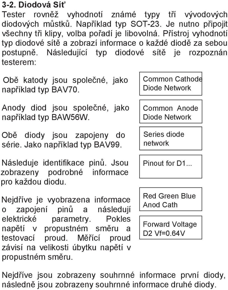 Anody diod jsou společné, jako například typ BAW56W. Obě diody jsou zapojeny do série. Jako například typ BAV99. Následuje identifikace pinů. Jsou zobrazeny podrobné informace pro každou diodu.