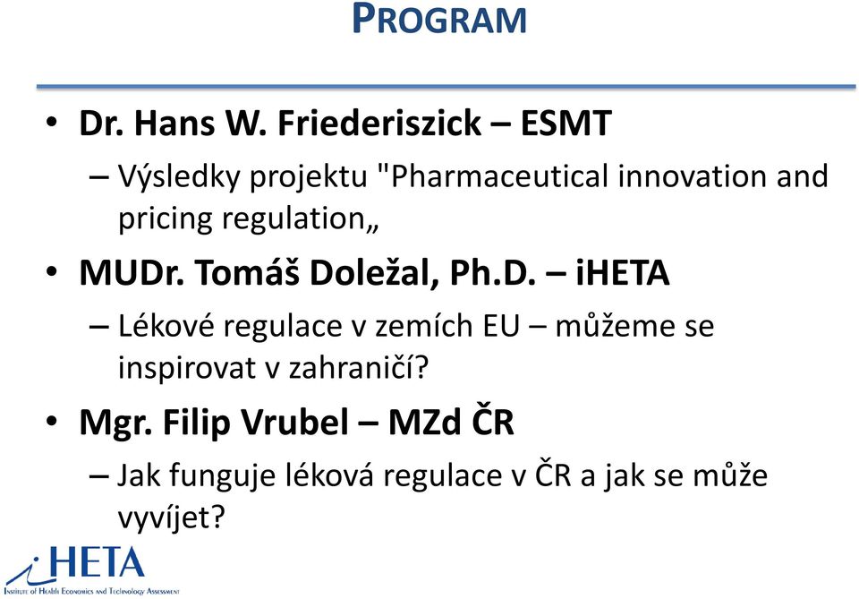 pricing regulation MUDr