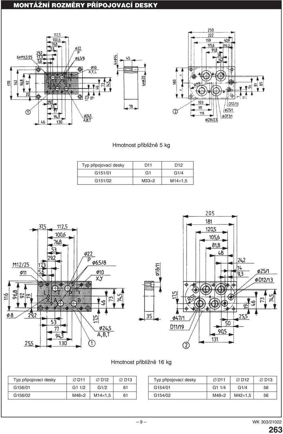 připojovací desky D11 D12 D13 G156/01 G1 1/2 G1/2 61 G156/02 M48 2 M14 1,5 61 Typ
