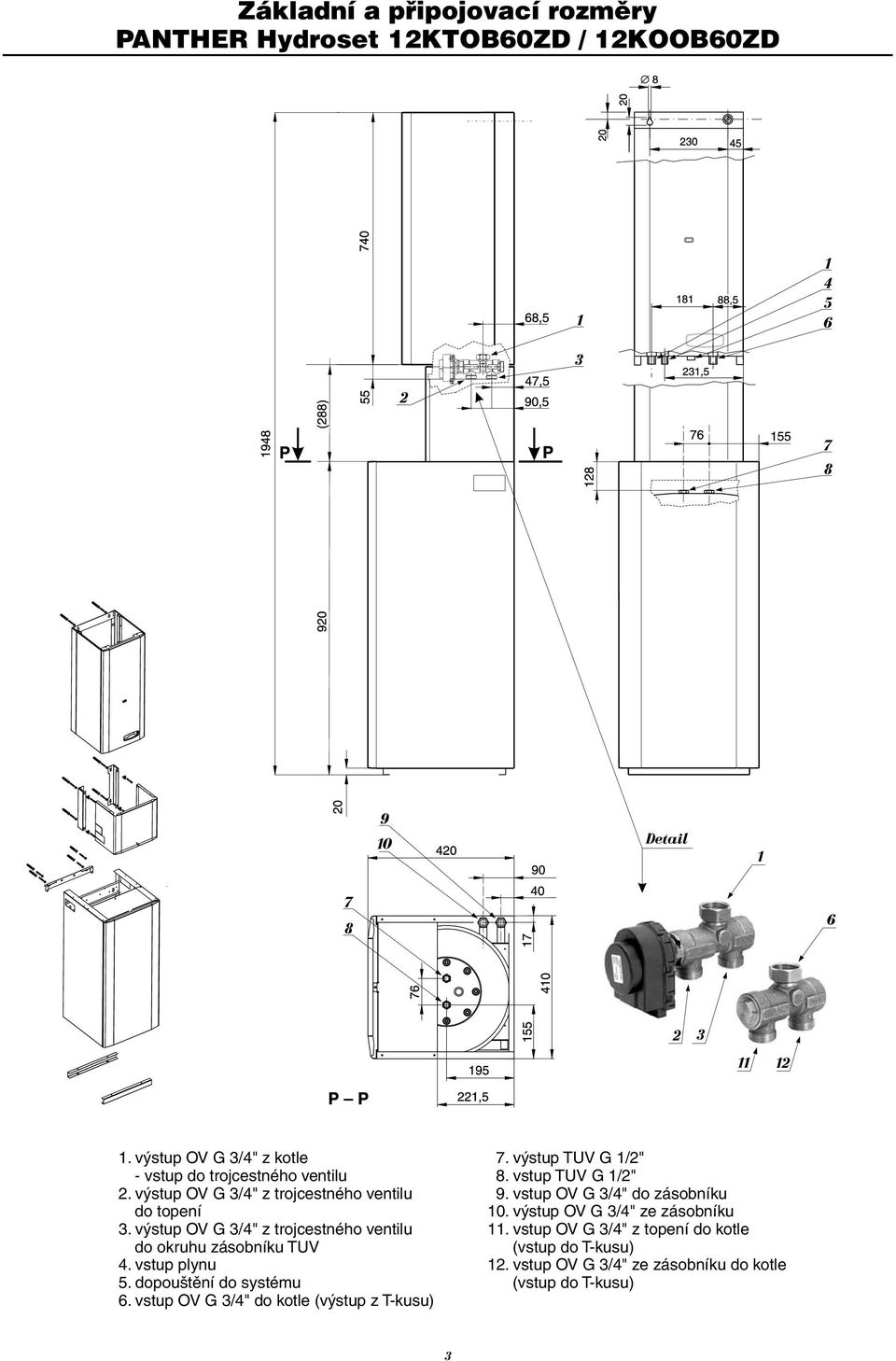 výstup OV G 3/4" z trojcestného ventilu do topení 3.