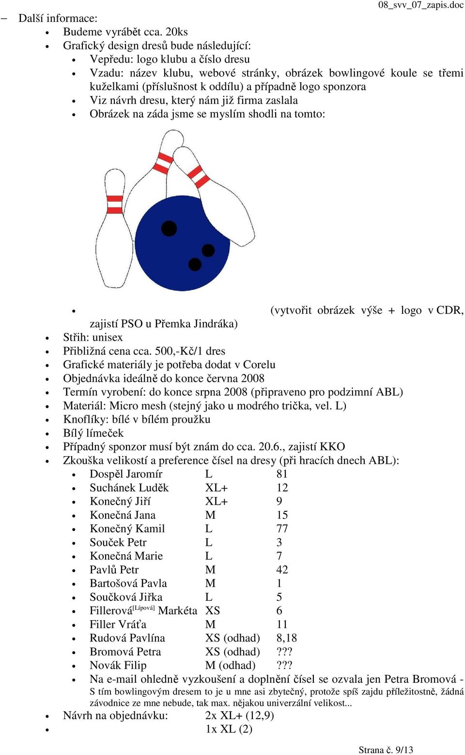 sponzora Viz návrh dresu, který nám již firma zaslala Obrázek na záda jsme se myslím shodli na tomto: (vytvořit obrázek výše + logo v CDR, zajistí PSO u Přemka Jindráka) Střih: unisex Přibližná cena