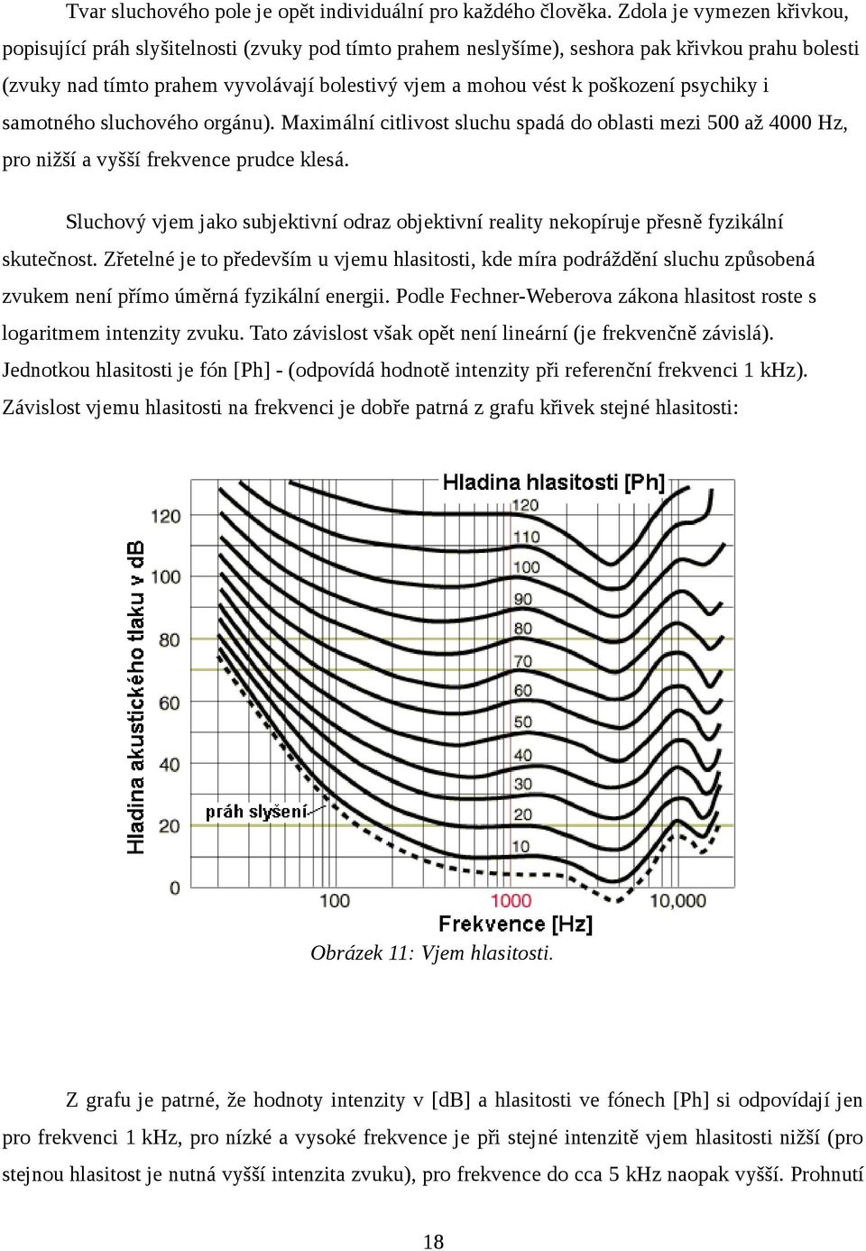 poškození psychiky i samotného sluchového orgánu). Maximální citlivost sluchu spadá do oblasti mezi 500 až 4000 Hz, pro nižší a vyšší frekvence prudce klesá.