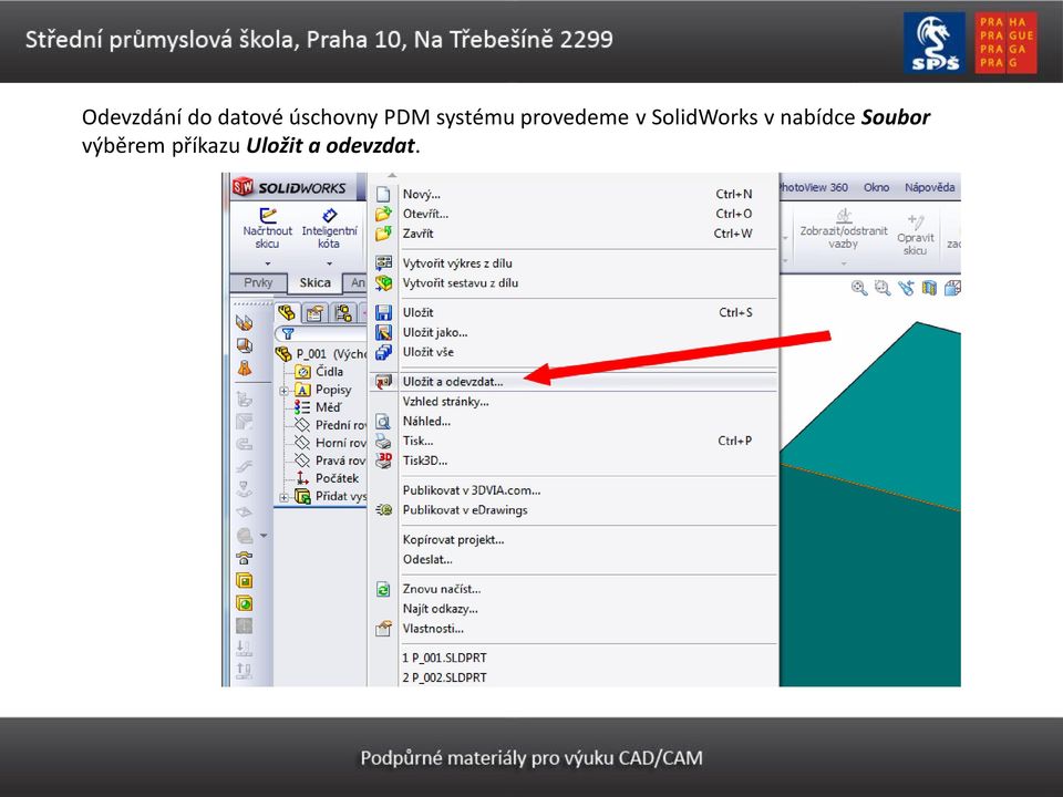 SolidWorks v nabídce Soubor