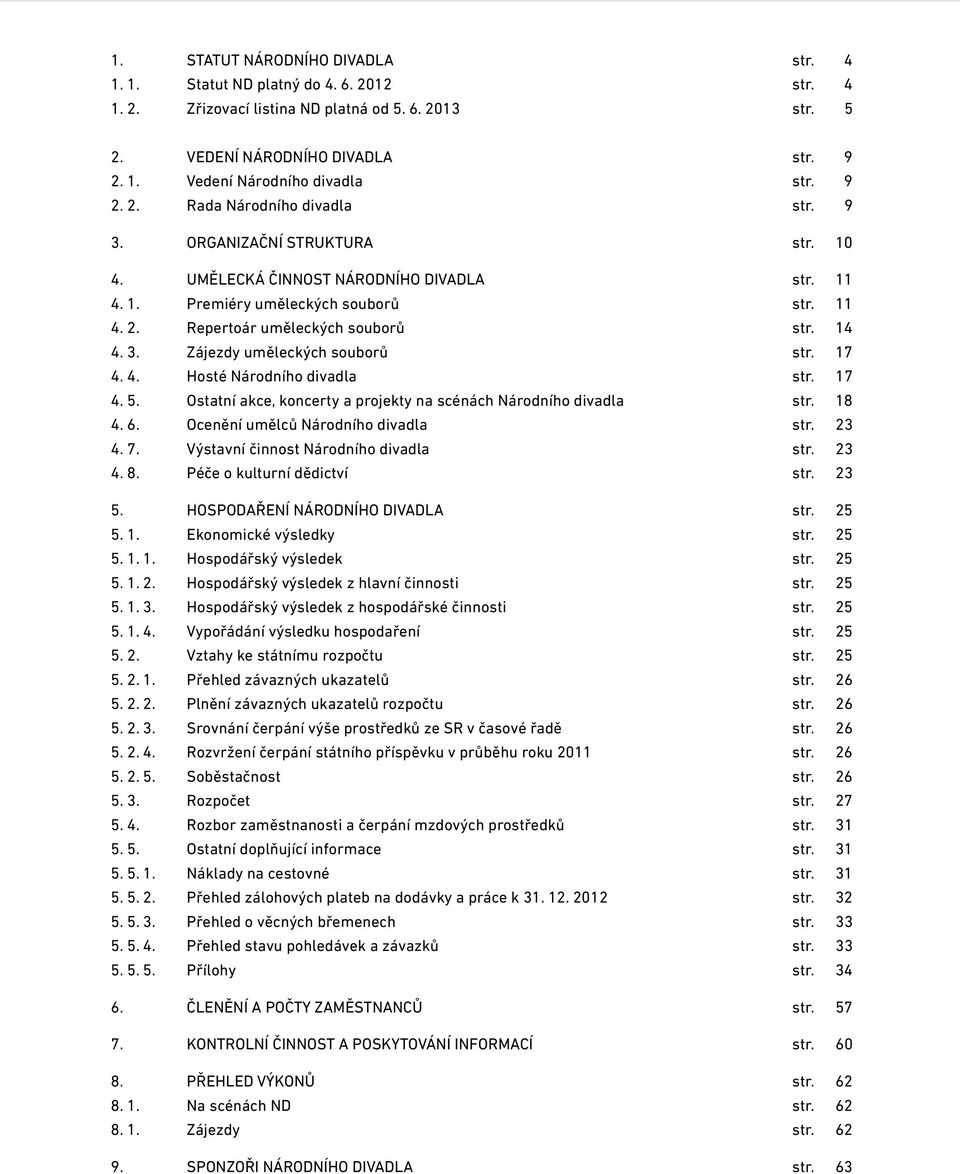 14 4. 3. Zájezdy uměleckých souborů str. 17 4. 4. Hosté Národního divadla str. 17 4. 5. Ostatní akce, koncerty a projekty na scénách Národního divadla str. 18 4. 6.