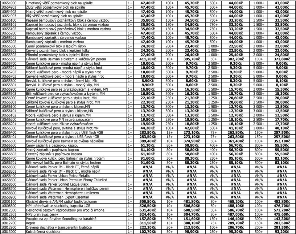 43,00Kč 10655100 Kapesní bambusový poznámkový blok s černou vazbou 1+ 35,80Kč 150+ 34,50Kč 750+ 33,20Kč 1 500+ 32,50Kč 10655101 Kapesní bambusový poznámk.