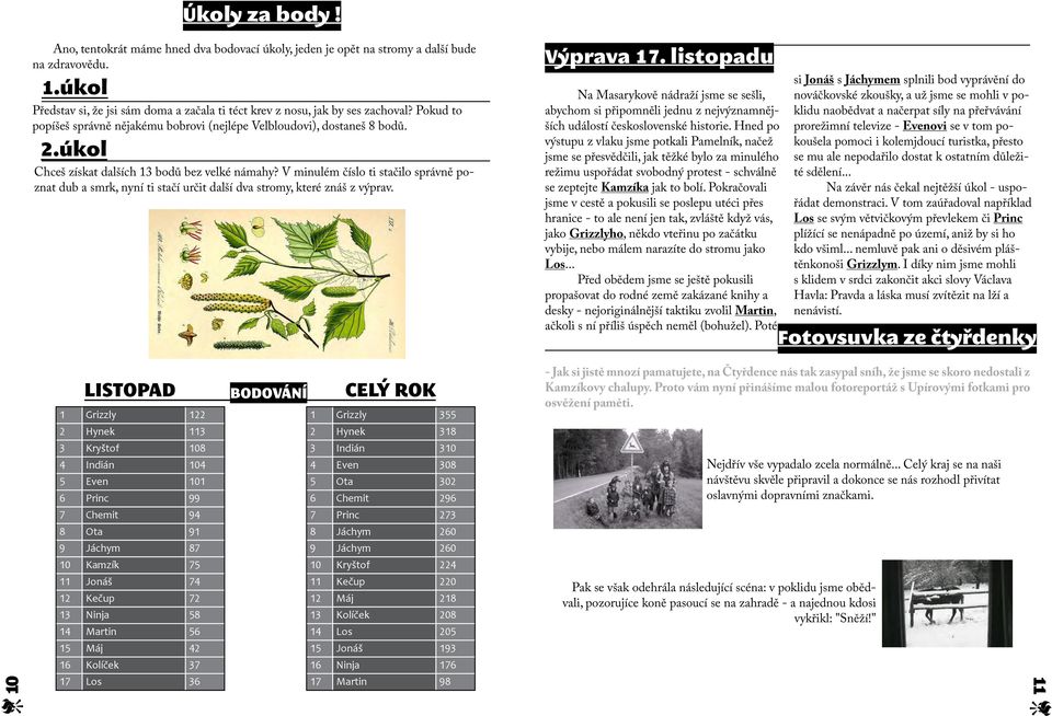 V minulém číslo ti stačilo správně poznat dub a smrk, nyní ti stačí určit další dva stromy, které znáš z výprav. Výprava 17.