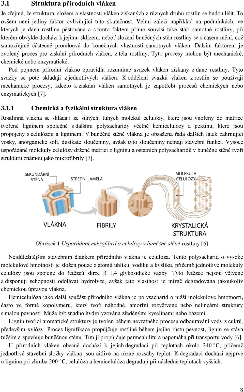 buněčných stěn rostliny se s časem mění, což samozřejmě částečně promlouvá do konečných vlastností samotných vláken. Dalším faktorem je zvolený proces pro získání přírodních vláken, z těla rostliny.