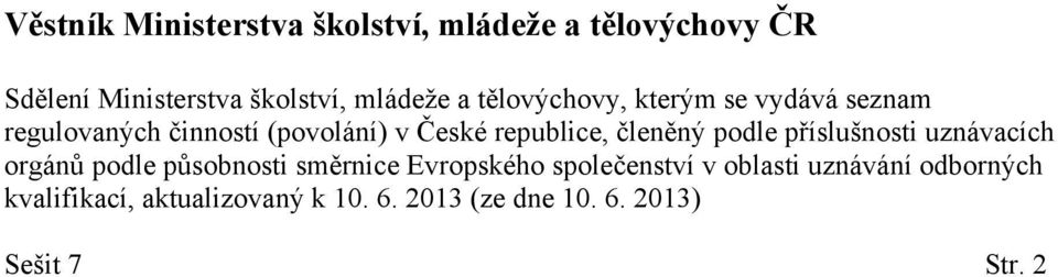 podle příslušnosti uznávacích orgánů podle působnosti směrnice Evropského společenství v oblasti