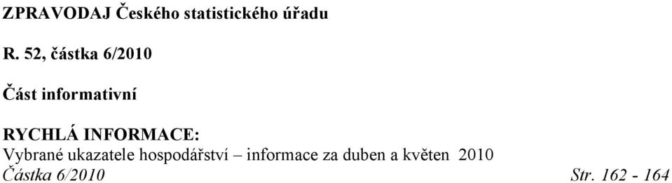 INFORMACE: Vybrané ukazatele hospodářství