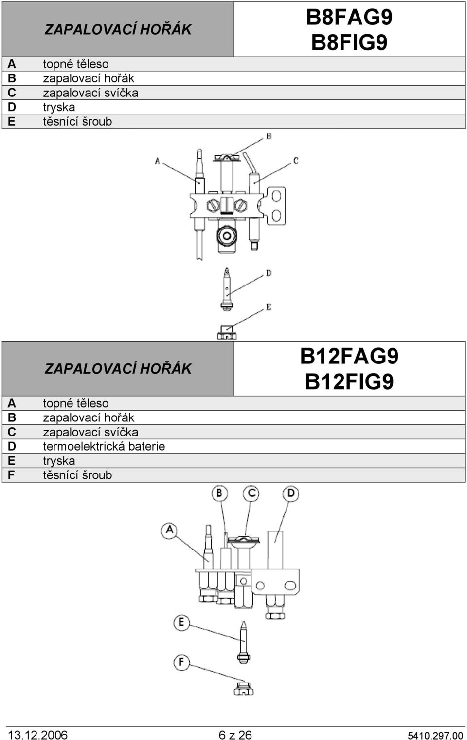 HOŘÁK topné těleso zapalovací hořák zapalovací svíčka termoelektrická